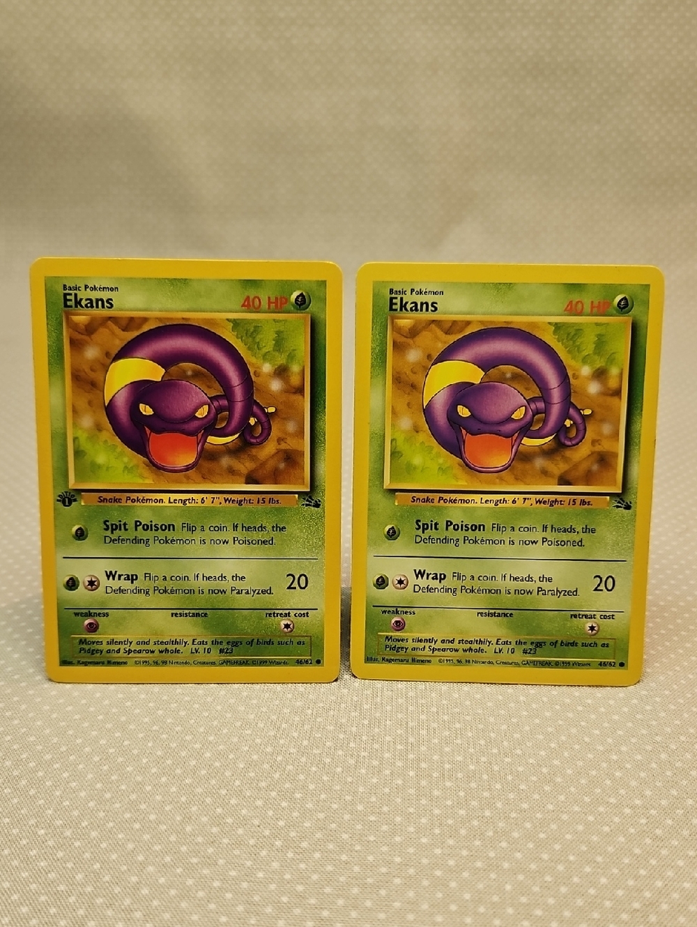 1999 Pokemon Ekans 46/62 Fossil 1st Edition & Regular Card